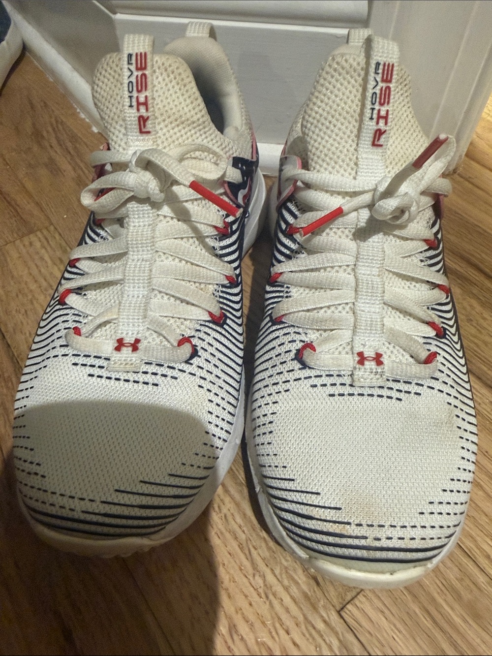 Under Armour Kids White Navy Sneakers with Red Accents